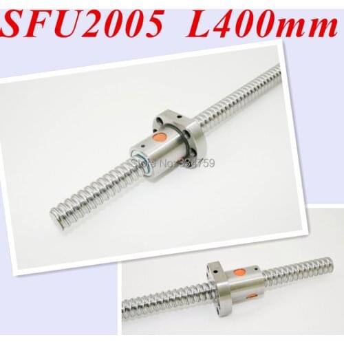 SFU2005 400mm ball screw 2005 C7 L400mm with single SFU2005 ball nut BK/BF15 end machined for CNC parts ballscrew ball screw