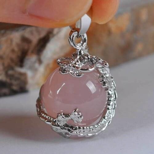 Rose Crystal Round Bead Pendant Dragon Jewelry For Woman Gift S546