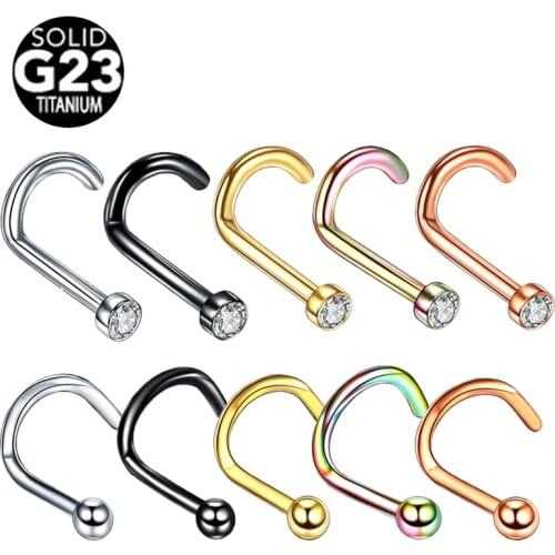 2020 Creative 1Pc 18/20G Nose Ring Titanium Piercing Nose Stud Hooks Tragus Cartilage Earrings Piercing Body Jewelry for Women