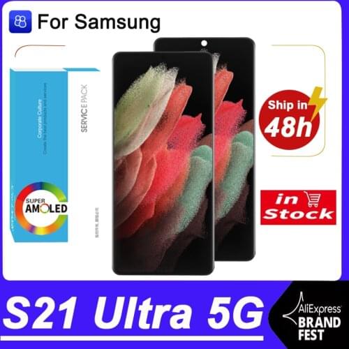100% Original 6.8'' AMOLED Display For Samsung Galaxy S21 Ultra 5G G998F G998F/DS G998B Full LCD Touch Screen Repair Parts