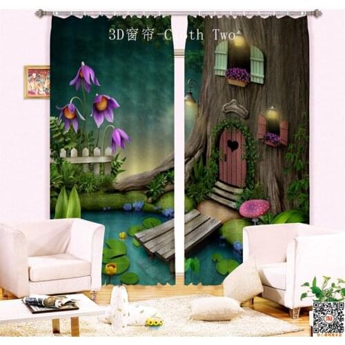 2017 tree house 3D Blackout Window Curtains For Living room Bedding room Hotel/Office Curtain Drapes Cortinas para sala