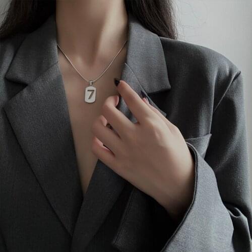 316L Stainless Steel 2021 New Fashion High-end Jewelry Hip-Hop Lucky Number 7 Charms Chain Choker Necklaces Pendants For Women