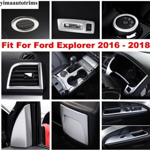 ABS Matte Accessories For Ford Explorer 2016 - 2018 Steering Wheel Gear Shift Reading Lights Lamps Air AC Outlet Vent Cover Trim