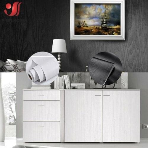 White/Black Wood Grain Self Adhesive Wall Sticker PVC Wallpaper Furniture Cabinet Stickers Home Decor Waterproof DIY 40*100cm