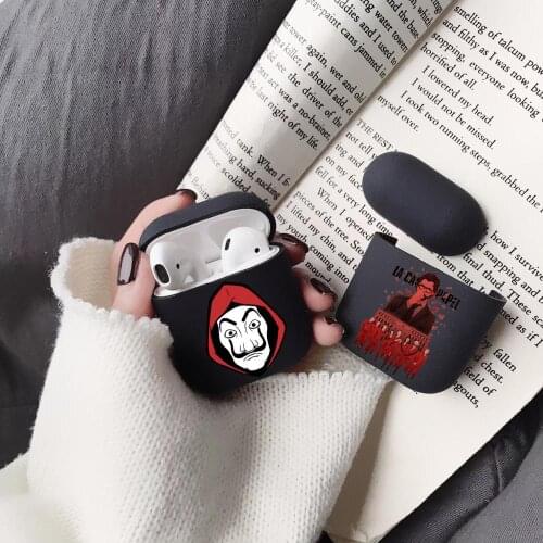 Spain TV Money Heist House Paper Matte Black Cover For Apple airpods 1 2 Case Wireless Earphone Cases La Casa De Papel
