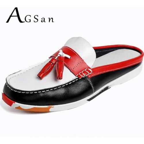 Men Tassel Boat Shoes Classic Mules Loafers Slip On Driving Shoes Summer Breathable Leather Casual Shoes Office Loafers Red