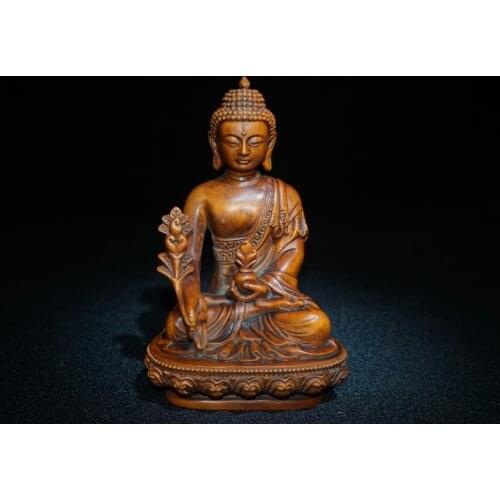 Home Decor 5" Chinese Seikos Bronze Medicine Buddha Shakyamuni Buddha Statue Amitabha Enshrine the Buddha