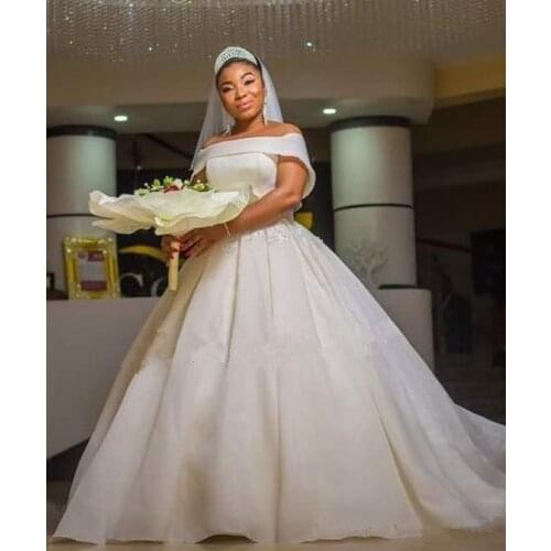 Elegant African Ball Gown Wedding Dresses Plus Size 2021 robe de mariee Black Girl Women Wedding Gowns Handmade Bride Dress