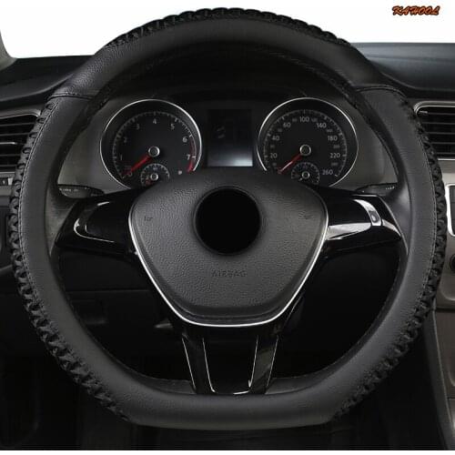 KAHOOL Leather Car Steering Wheel Cover For Jaguar XF XE F Pace XJ X-type Ruitar E Pace Emblem S-type