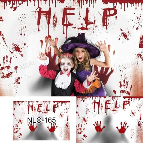Red Bloody White Wall Photo Background Happy Halloween Horror Theme Party Child Cosplay Photography Backdrops for Photo Studio
