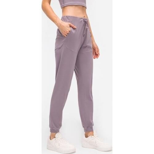 Fabric Drawstring Running Sport Joggers Women Quick Dry Athletic Gym Fitness Sweatpants with Two Side Pockets Exercise Pants