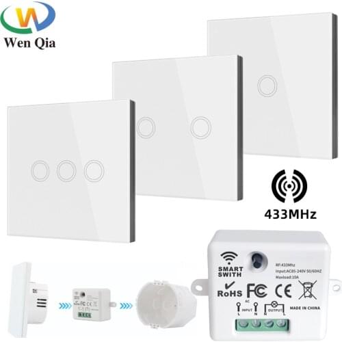 Mini Smart Home Light Switch Wireless Relay Module 220V Rf 433MHz Remote Control ON/OFF Touch Wall Switch Panel For LED,Lamp,Diy