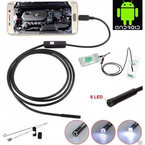 Low Power 7mm Lens 1M/1.5M/2MCable Waterproof Endoscope Mini USB Inspection Borescope Camera For Android Phones And PC