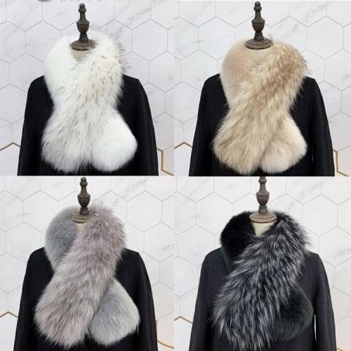 New patchwork fox fur shawl fake rabbit fur raccoon fur scarves warm winter long neck warmer fur scarves women fur muffler
