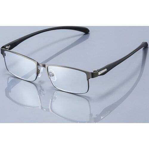 BRAND DESIGN Reading Glasses Men Anti Blue Light Half-frame Business Computer Prescription Eyeglasses +1 1.5 2.0 2.5 3.0 3.5 4.0