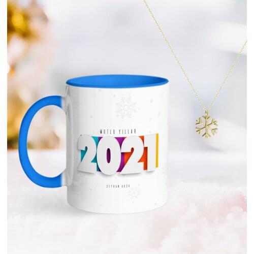 Personalized 2021 Happy birthday Blue Mug and Snow Them Pendant-5