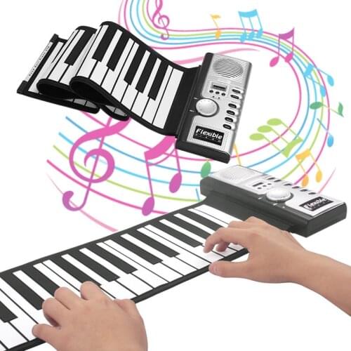 Portable Flexible Digital Keyboard Piano 61 Keys 128 Tones Rhythms Electronic Roll Up Piano Toys &T8