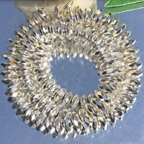 Natural Faceted Sliver Plating Hematite Stone Beads Flat Round Rondelle Spacer Loose Bead For Jewelry Making DIY Bracelet 3x2mm