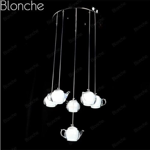Modern Teapot Pendant Lamp Led Acrylic Hanging Lights for Restaurant Living Room Kitchen Home Decor Creative Art Loft Lighting