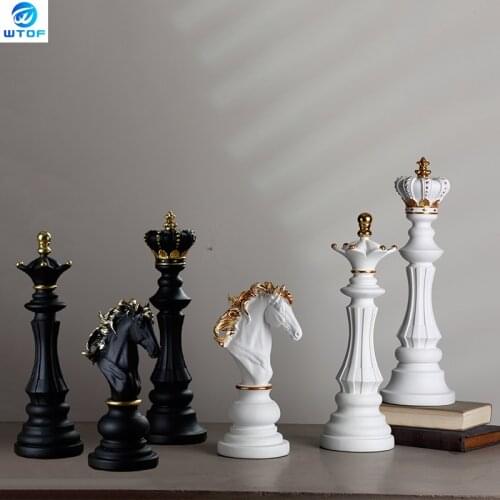 Resin Statue Board Games Accessories International Chess Ornaments Figurines for Interior Chessmen Decoration for Home