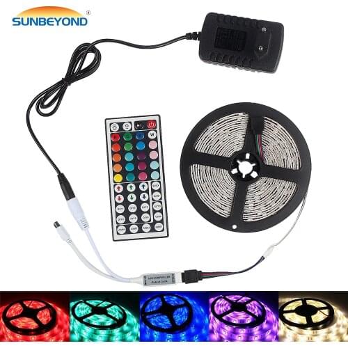RGB LED Strip Light 5050 SMD DC12V Flexible Ribbon Lamp 5M 10M 15M Tape Diode With PowerAdapter+Bluetooth/Music/WiFi Controller