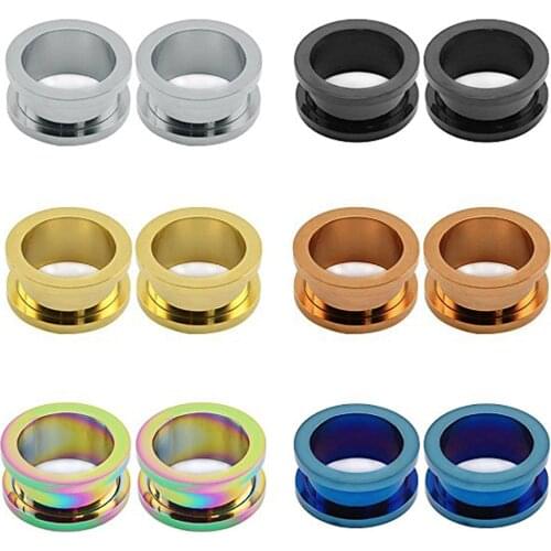 12pcs Titanium Anodized Stainless Steel Screw Fit Ear Flesh Tunnel Earring Plug Expander Body Jewelry Piercing Earlet Gauges