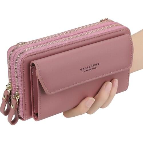 Women Wallets Mobile Purse Korean Style Double Zipper Large Capacity Crossbody Bag Fashion All-Match Mobile Phone Bag Women Bag