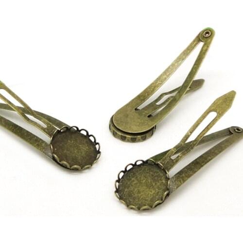 10pcs 2019 NEW Ancient Bronze Woman Hair Clip Cabochons Blank Base Fit 12mm 14mm Hair Jewelry Findings Cameo Bezel Setting Tray