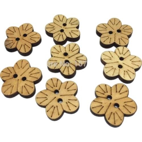 1000pcs 20mm Natural Rustic Flower Wood Buttons Sewing 2 Holes Button Embellishments Cardmaking Scrapbooking