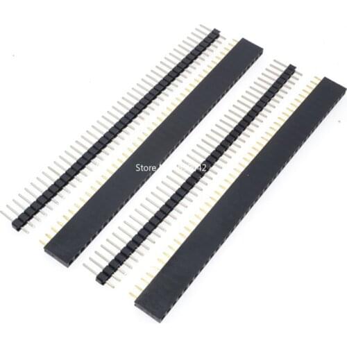 20Pcs 10pairs 40 Pin 1x40 Single Row Male Female 2.54 Breakable Pin Header PCB JST Connector Strip for Arduino Black Gold-plated