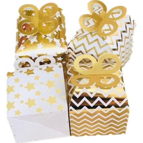 2018 New 200pcs Upscale Bronzing candy box wedding favor gift bag birthday paty candy package with portable