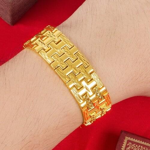 2021 Trendy Male Bracelet For Anniversary Party Accessories Fashion 3D Gold Bracelets Men Women Jewelry 2CM Wide Wrist Bijou