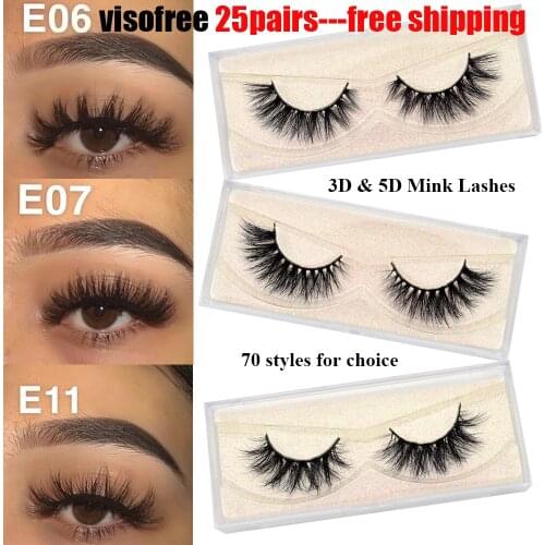 25pairs Visofree Mink Eyelashes 3D Mink Hair False Eyelashes Natural Thick Long Eye Lashes Makeup Lashes Beauty Extension Tools
