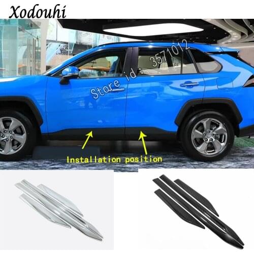 For Toyota RAV4 2019 2020 Car Sticker Styling Side Door Body Trim Strip Molding Stream Lamp Panel Bumper Parts 4pcs