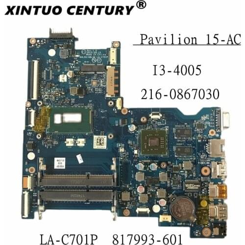 817993-601 816436-001 For HP Pavilion 15-AC I3-4005 Notebook motherboard LA-C701P SR1EK 216-0867030 DDR3 Mainboard