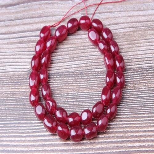 Lan Li Fashion Jewelry Deep Ruby8x12mm Loose Beads Round Bead Bracelet Necklace Suitable For Men And Women Diy Charm Amulet