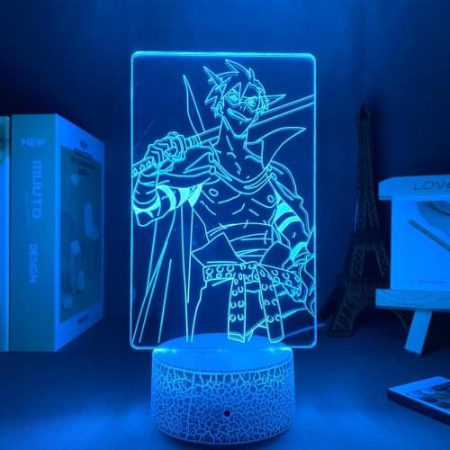 Acrylic Table Lamp Anime Figure Tengen Toppa Gurren Lagann Kamina Led Night Light for Bedroom Decor Colorful Nightlight