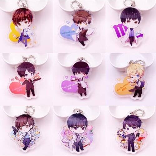 Game Love and Producer Acrylic Keychain Cute Double Sided Figure BaiQi XUMO Cartoon Keyrings Love Yourself Bag Charm Accessories