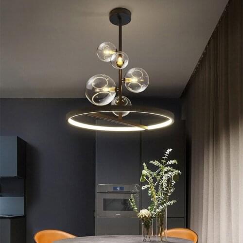 American glass bubble pendant lamp luxury restaurant cafe bar store led suspension luminaire dining room kitchen light fixture