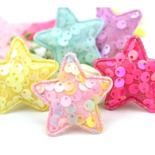 30Pcs 4cm Glitters Sequins Star Padded Appliques For DIY Shiny Headwear Hairpin Gifts Crafts Decoration Clothing Accessories