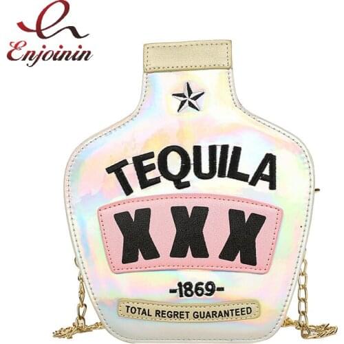 Sparkling Bag for Women FashionTequila Bottle Shaped Clutch Purse Elegant Handbag Female Chain Shoulder Bag Designer Cross Body