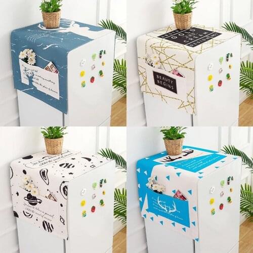 Refrigerator Cover Cloth Cotton Linen Dustproof Cloth Washing Machine Cover Cloth Sunscreen Waterproof Microwave Oven Covercloth