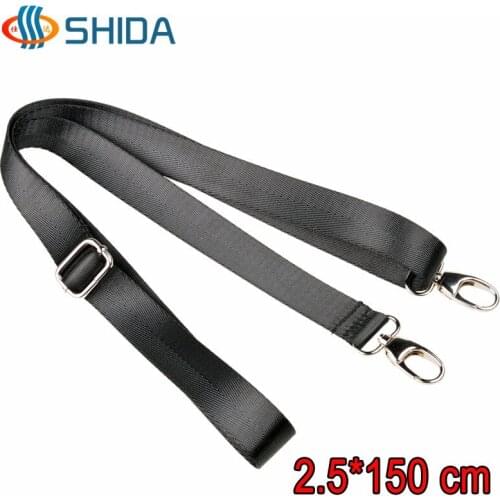 2.5*150cm black shoulder bag accessories taping Nylon Strap webbing belt with Double hanger hook for bags Free shipping