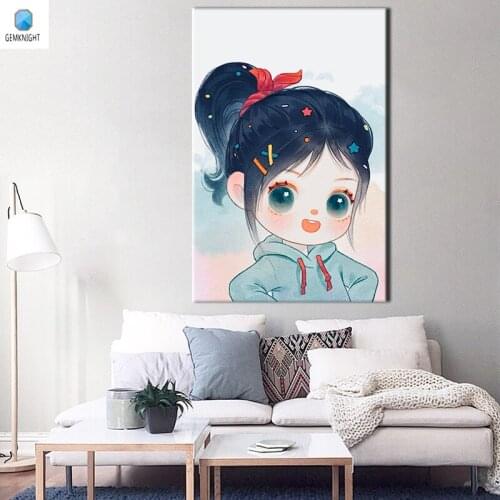 Digital paint by numbers cute girl poster diy digital painting gift for kids coloring by numbers paint by numbers for home decor