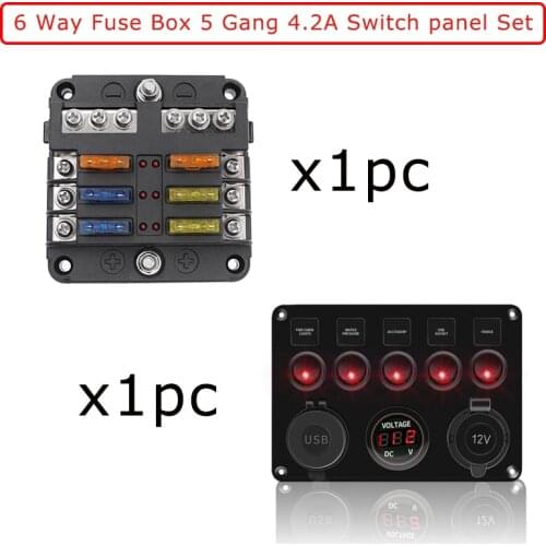 Hot Sale 6/12 Way Fuse Box Holder 5 Gang LED Switch Panel Digital Voltmeter Dual USB Port 12V For Marine Boat Car Accessories