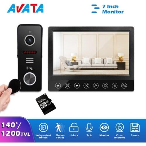 Video door phone 1200TVL 140 Angle video doorbell RFID Unlock Doorbell camera Motion Sensor Record Intercom System Night vision