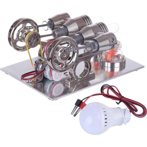 Double Cylinder Stirling Engine Model Physics Science Experiment Toy for Student Learning Kit Kids Early Development Toys 2018