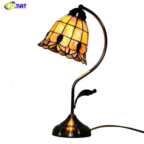 FUMAT 7" Trumpet Shape Natural Shell Table Lamps European Style Hand-made Art Light For Living Room Bed Room Bar Desk Lightings