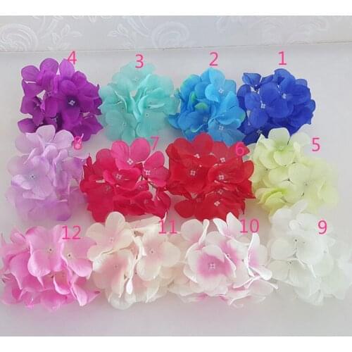 20PCS 13Colors 12cm artificial small hydrangea flower head DIY wedding party bouquet flower wall arch garland home decoration