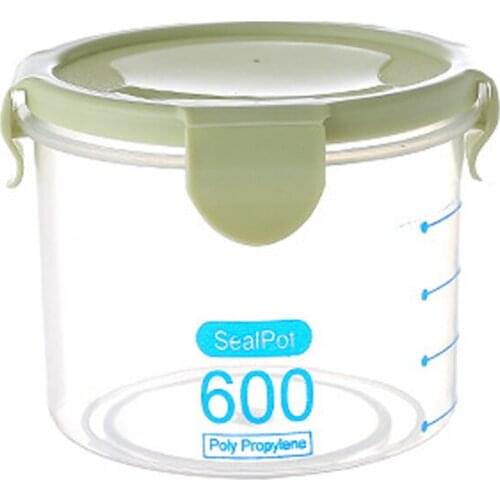 Kitchen Food Container Seal Pot Tea Coffee Candy Storage Tank Plastic Cereals Snacks Box Cookie Canister Jars For Spices 600Ml G